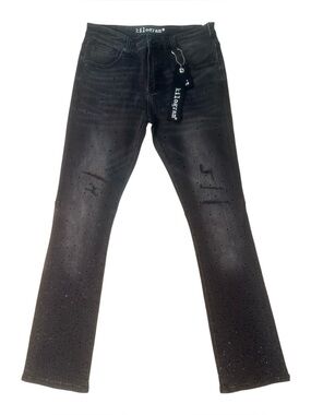 Sz 34 Rockstar kilogram Black denim rhyme-stone jean